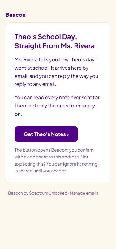 The invitation email on a phone, with the button to accept.